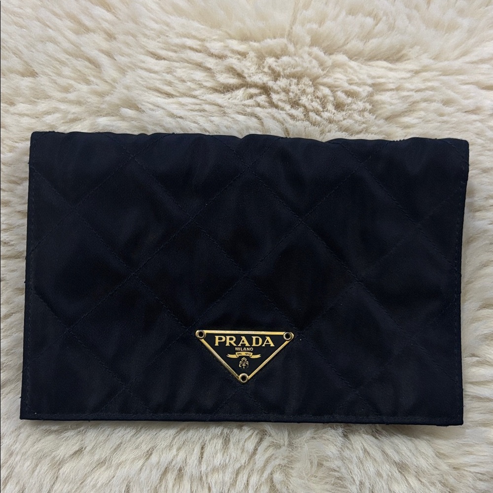 Prada Black Quilted Nylon Wallet Envelope Clutch - Picture 12 of 16